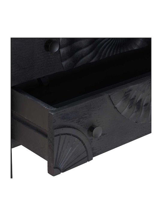 Bufet Dulap Din Lemn cu Sertare Negru 75x30x65cm