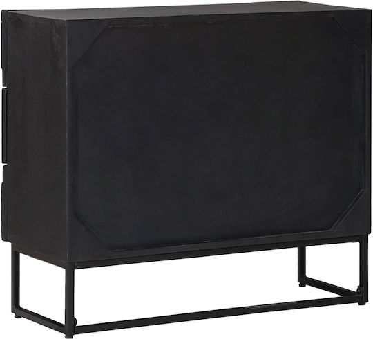 Sideboard Schrank Aus Holz mit Schubladen Schwarz 75x30x65cm