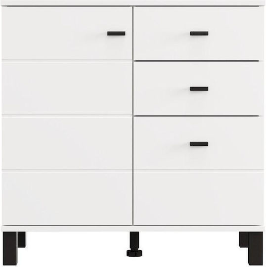 Μπουφές Ξύλινος με Συρτάρια Λευκό 77x35x78cm