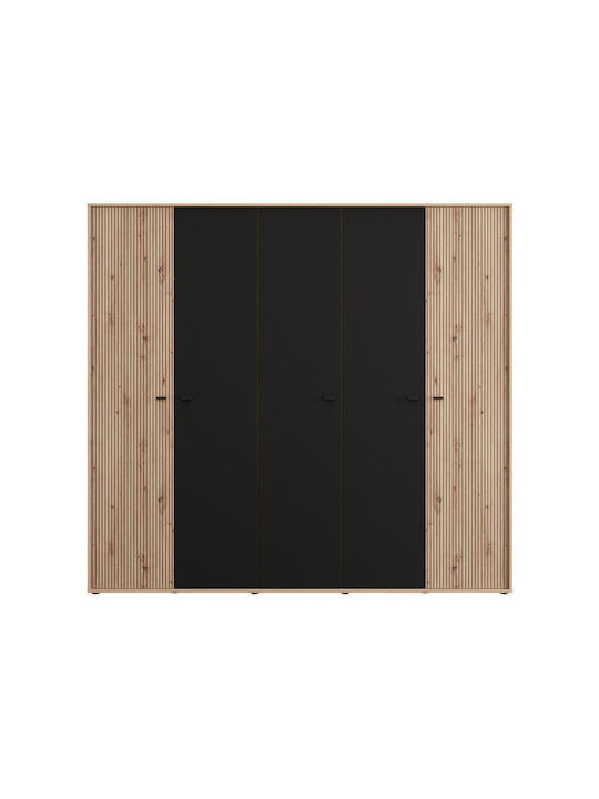 Doppeltür Kleiderschrank Schwarz 228x55x211cm