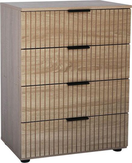 Ankor Kommode Schlafzimmer Holzoptik mit 4 Schubladen Natürliches Holz 60x40x83cm