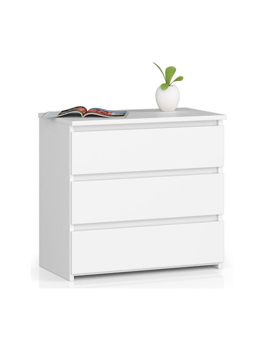 Comoda pentru Dormitor cu 3 sertare Matte White 60x35x57buc