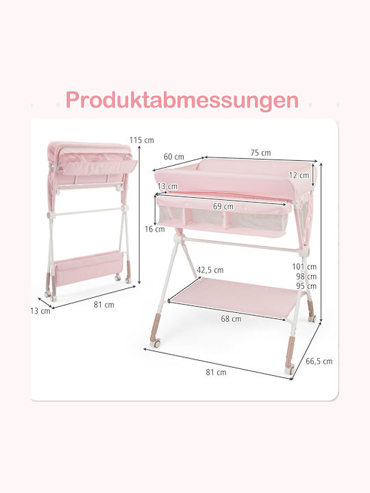 Costway Portable Changing Pad Made of Pink Fabric