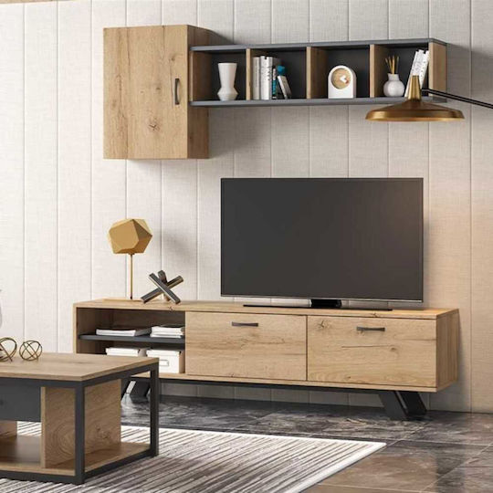 Wohnzimmer TV-Einheit N44 Dunkle Eiche M180xB44,5xH190cm