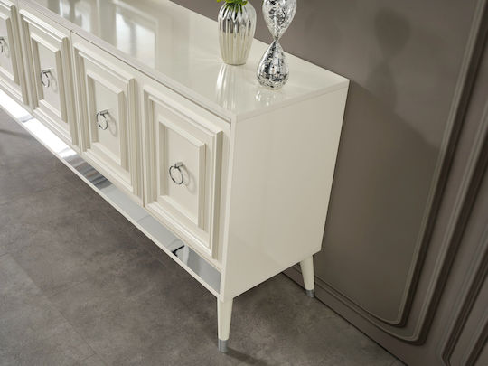 Stewehome Set Trapezarie Masa Extensibila Alba si Argintie 160x80x90cm
