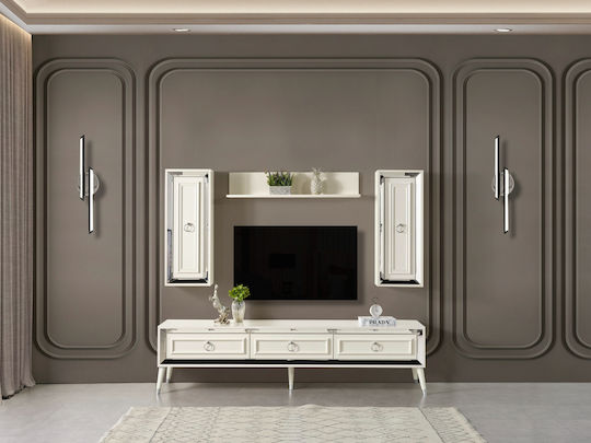 Stewehome Set Trapezarie Masa Extensibila Alba si Argintie 160x80x90cm