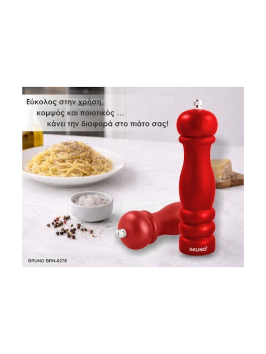 Bruno Manual Salt Mill Wooden in Red Colour 20.4cm