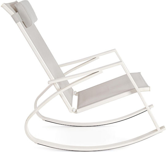Rocking Chair Metallic Ercolano White/Grey 60x107x95cm