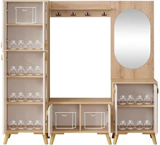 Stewehome Entryway Wardrobe with Mirror & Storage Space Modern Hallway Furniture 54x37x170cm