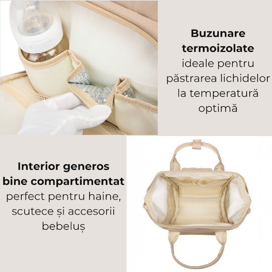 Kidizi Wickeltasche Rucksack Beige 39x25x19cm