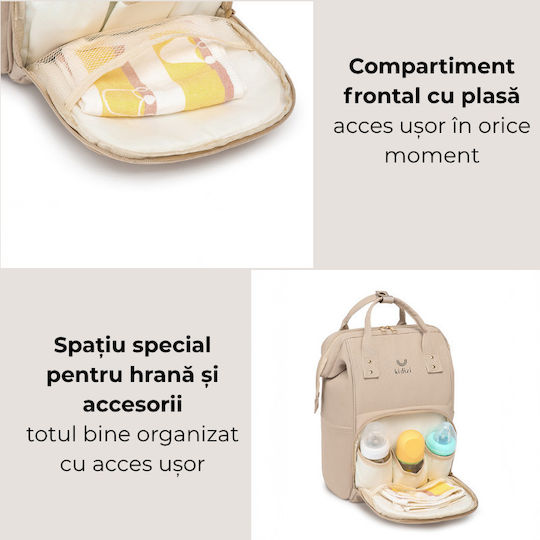 Kidizi Wickeltasche Rucksack Beige 39x25x19cm