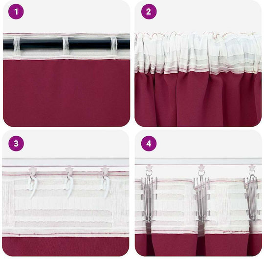 vidaXL Set Perdele Pentru Fereastră Cu Bretele Roșii 140x140cm