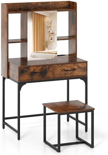 Schminktisch aus Holz & Metall Καφέ Ρουστίκ mit Spiegel 80x50x138cm Schminktisch aus Holz & Metall Καφέ Ρουστίκ mit Spiegel 80x50x138cm