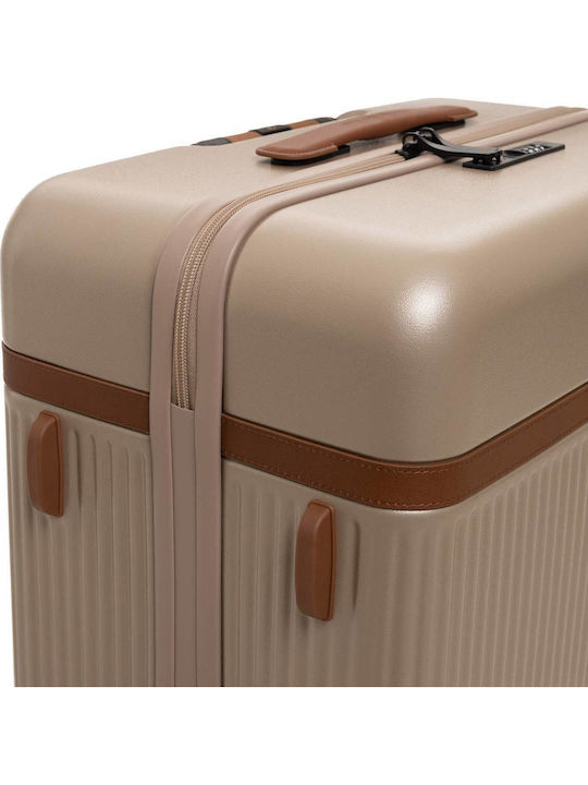 The Chesterfield Brand Large Hard Beige Suitcase With 4 Wheels Height 76cm