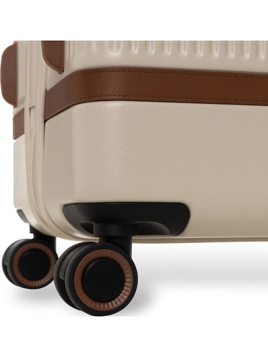 The Chesterfield Brand Large Hard Travel Suitcase Cream with 4 Wheels Height 76cm