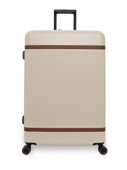 The Chesterfield Brand Large Hard Travel Suitcase Cream with 4 Wheels Height 76cm