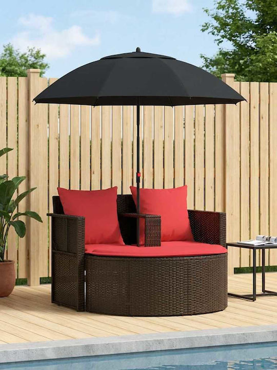 Rattan Gartenbank mit Kissen 168x168x180cm