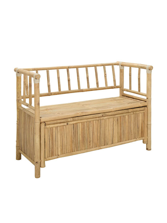 Outdoor-Bank aus Bambus mit Truhe und Kissen 110x47x80cm