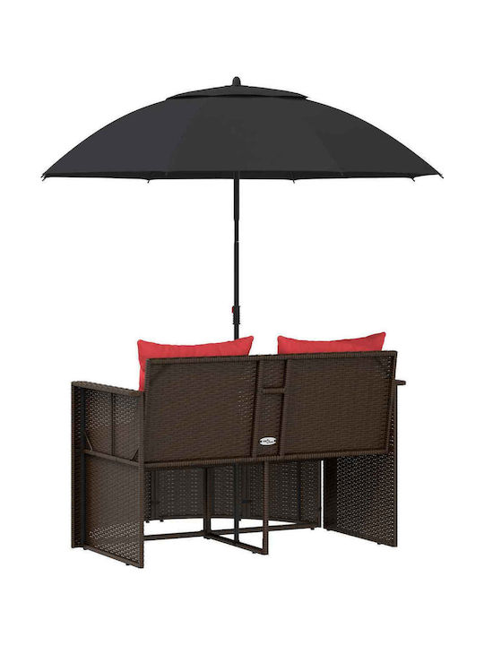 Rattan Gartenbank mit Kissen 168x168x180cm