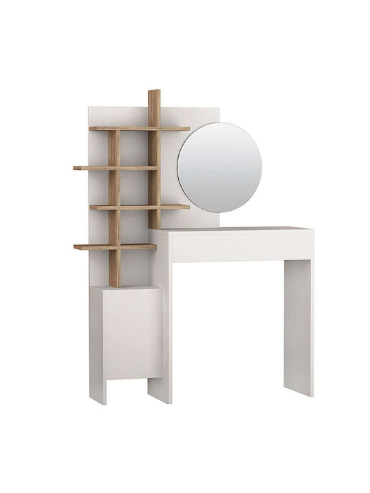 Masă de machiaj Mup Albă cu Oglindă 105x35x151cm