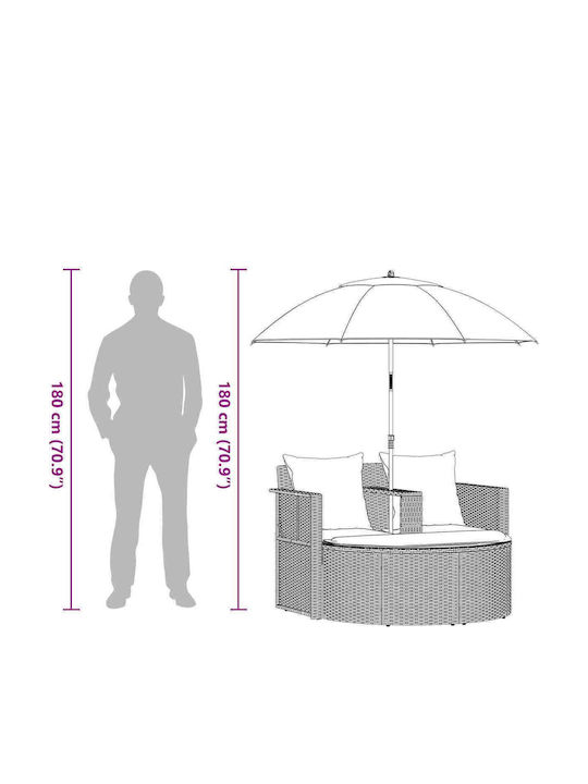 Rattan Gartenbank mit Kissen 168x168x180cm