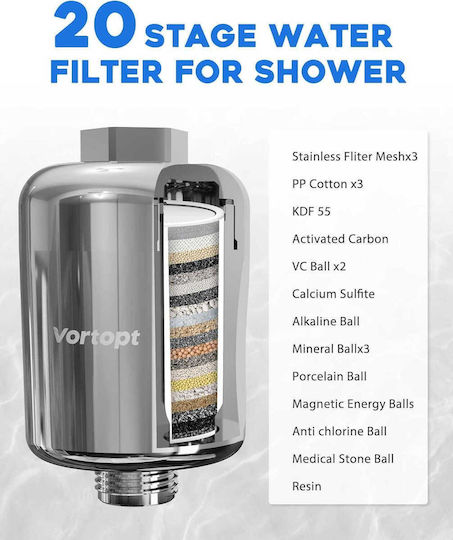 Shower Water Filter KDF / Activated Carbon 11162