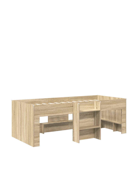 Kinderbett Einzel mit Stauraum Beige für Matratze 90x200cm