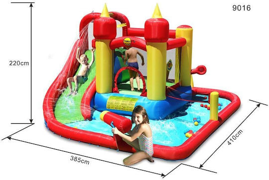 Happy Hop Inflatable Jump and Splash Funland Castle with Trampoline and Slide for Ages 5+
