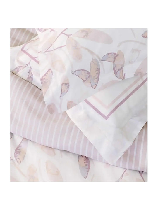 Nima Super-Double Bed Sheets Set With Rubber Hugger 160x200+32cm Pink (4pcs)