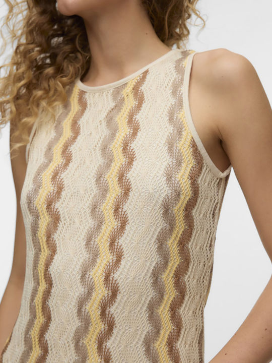 Summer Midi Dress with Tearing Beige