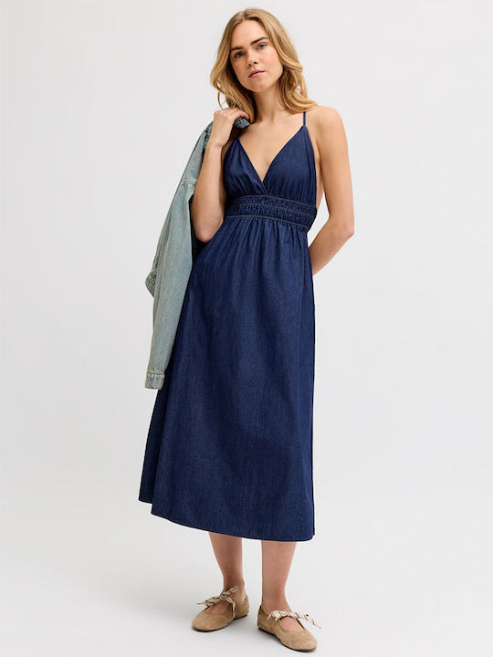 Καλοκαιρινό Midi Φόρεμα Τζιν Dark Blue Denim