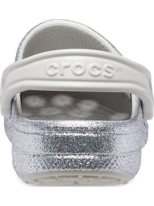 Crocs Baya Glitter Women's Anatomic Silver Clogs