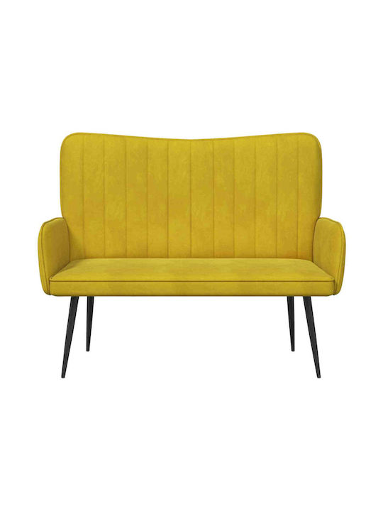 Canapea Cu Două Locuri Din Catifea Galbenă 115x61x87cm