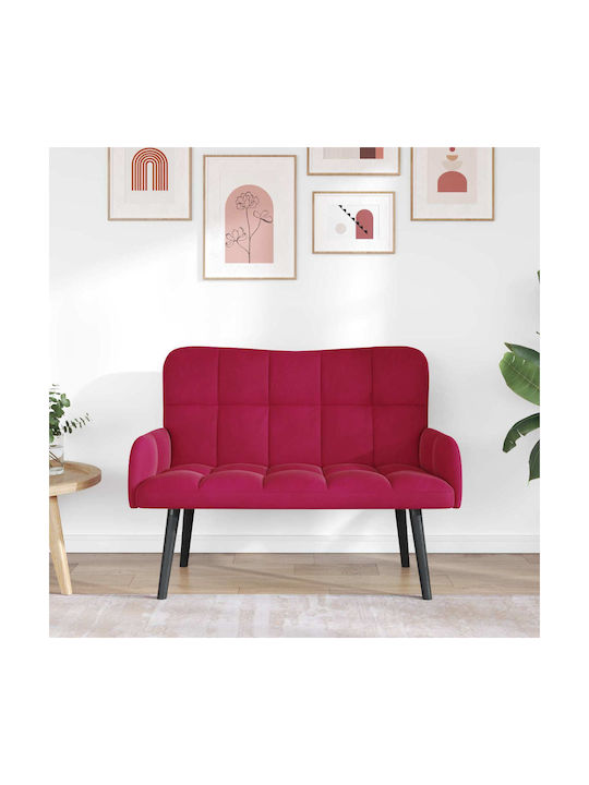 Two-Seater Velvet Bordeaux Couch 115x61x87 cm