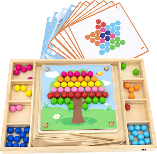 Viga Wooden Fine Motor Skills Toy Beads & Cards