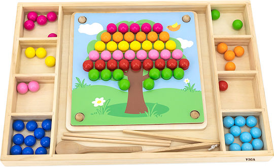 Viga Wooden Fine Motor Skills Toy Beads & Cards