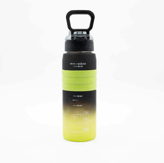 Happy Sticlă de Apă 800ml Ombre Negru-verde Mâner Antiderapant din Silicon Pai și Dozator