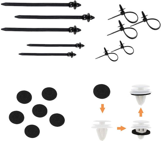 Set Profesional 715 Bucăți Clipsuri Universale de Fixare Auto 660 Clipsuri de Caroserie + 6 Unelte de Demontare + Coliere din Plastic + Garnituri din Spumă Compatibile Bmw Mercedes Toyota Honda Nissan Mazda Jeep Kit Complet de Reparații și Tapițerie Auto