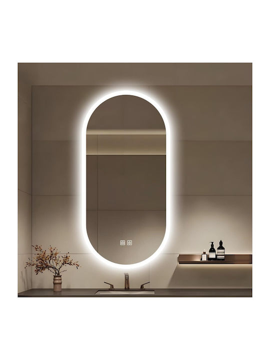 Futura Oglindă de Baie LED Ovală 50x80cm Sablare