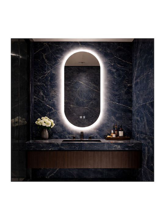 Futura Oglindă de Baie LED Ovală 50x80cm Sablare