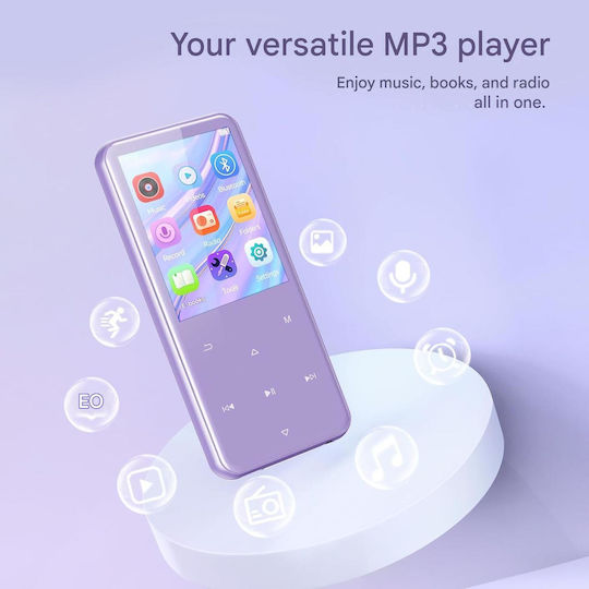 Agptek MP3 Player 64GB Bluetooth 5.3 Ecran TFT 2.4 Inch Hifi Lossless Difuzor Incorporat Radio FM Înregistrare Suportă Card TF 128GB Mov