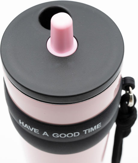 TnS Thermos Bottle 800ml Brown with Straw and Handle