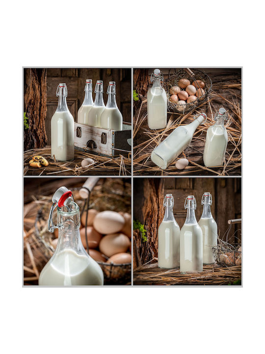 Kadax Μπουκάλι Νερού Γυάλινο με Κλιπ Διάφανο 1000ml 3 Τεμάχια