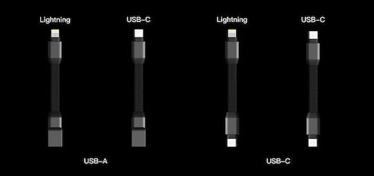 Rolling Square Keychain USB-A to Lightning Cable 15W Γκρι