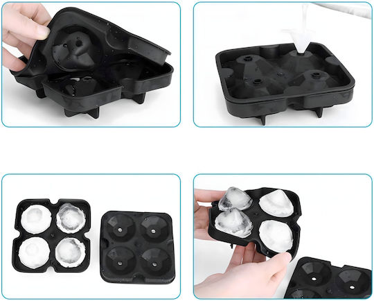 Ice Cube Mold Silicone 4 Slots with Lid Black ZN1RCK3QWS1780