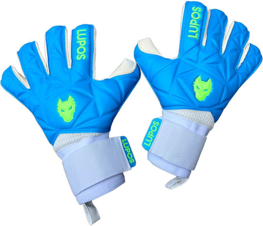 Lupos Azuro Mănuși De Portar — Latex German Giga Grip — Croială Roll Finger — Albastru/Verde