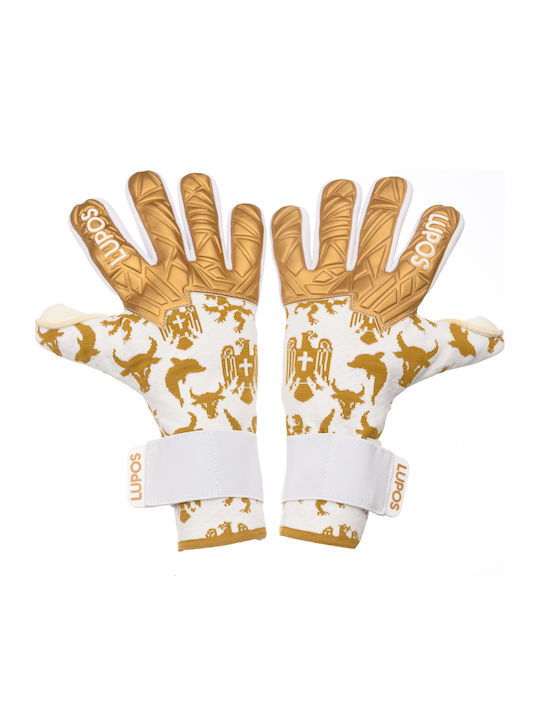 Lupos Nx Pro Goalkeeper Gloves — German Latex Contact — Hybrid Cut —white/gold