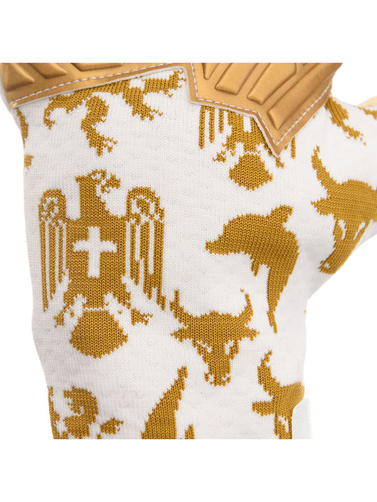 Lupos Nx Pro Goalkeeper Gloves — German Latex Contact — Hybrid Cut —white/gold