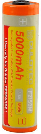Батерия Vapcell Dulotec 21700 5000mah 10a F2150m Клеми От Едната Страна Dulotec Defender Фенер