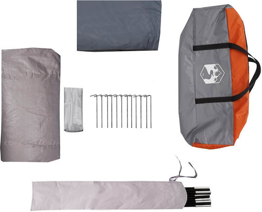 vidaXL Summer Camping Tent Orange for 4 People 355x306x176cm Grey and Orange
